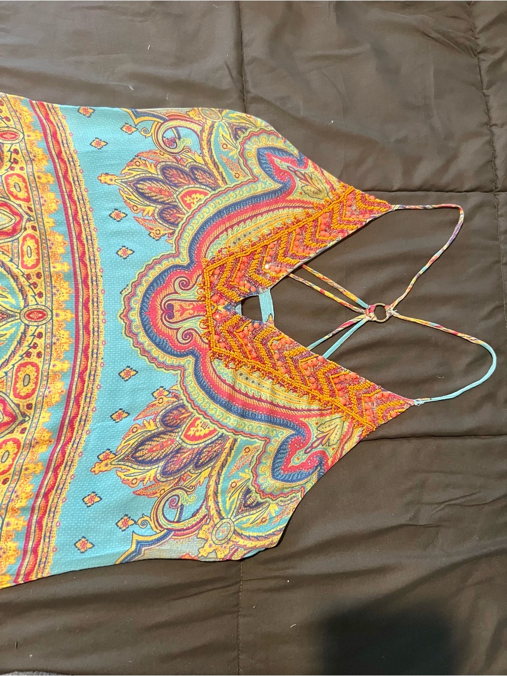 Hale Bob Turquoise Paisley-Print Spaghetti-Strap Maxi Dress - Picture 6 of 8